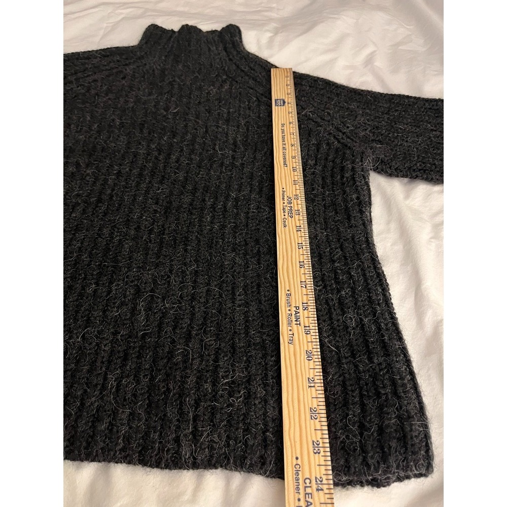 Lauren Ralph Lauren Wool Alpaca Blend Mock Neck Sweater Gray L Cozy Fisherman - Picture 2 of 6